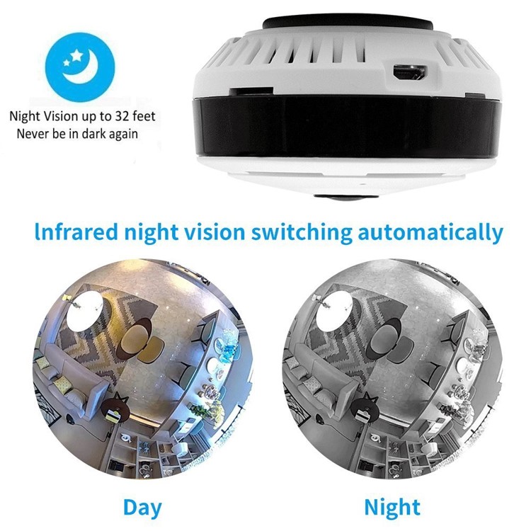 960P WiFi Wireless HD 360 Degree Fisheye IP Network Camera Support Night Vision - EU Plug-8