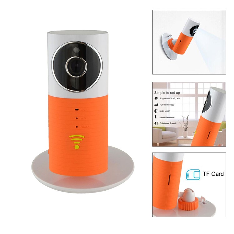 DOW-1 Smart 720P WiFi IP Camera Support Night Vision/Two-way Audio/TF Card - Orange-1