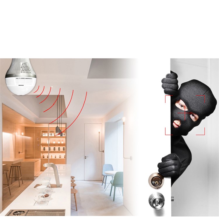 E27 360 degree WiFi LED Bulb Panoramic Camera Wireless 1.3MP IP Bulb Camera Smart Home 3D VR Camera-8