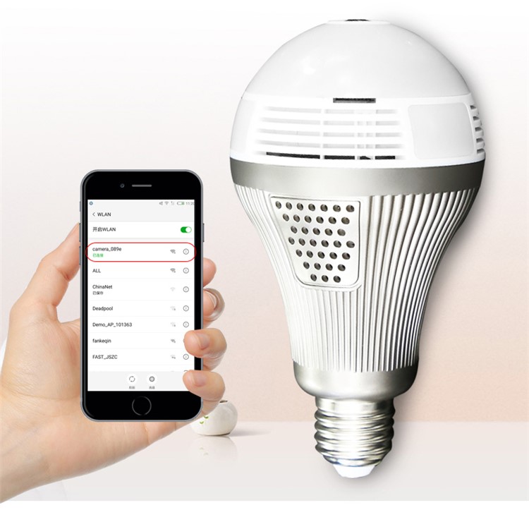 E27 360 degree WiFi LED Bulb Panoramic Camera Wireless 1.3MP IP Bulb Camera Smart Home 3D VR Camera-9