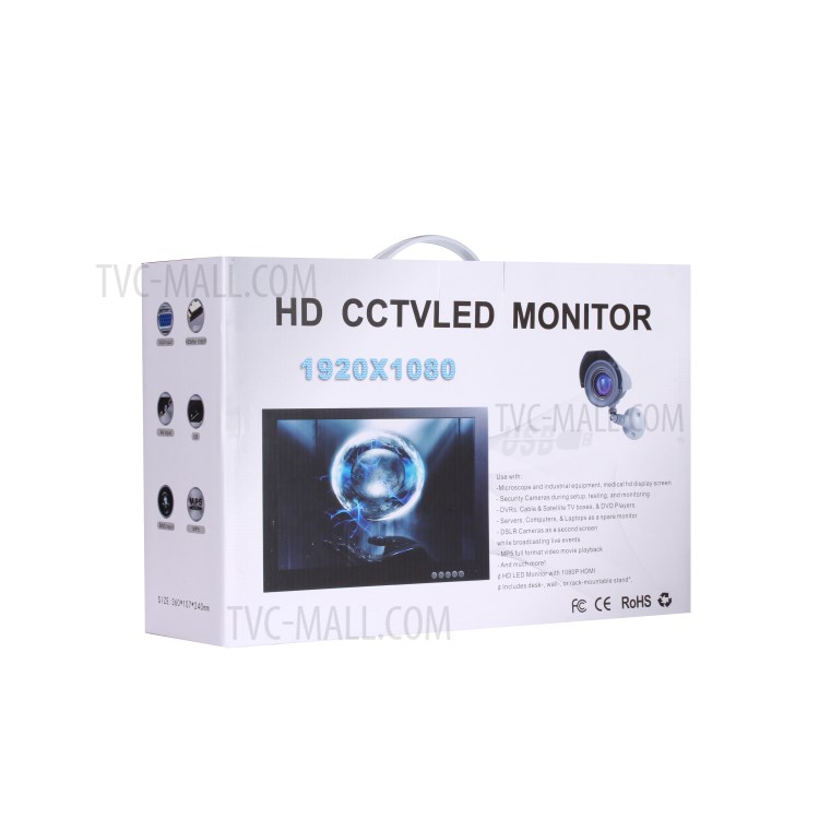 130MA Professional 13-inch 1920x1080 CCTV TFT LCD Monitor with BNC/AV/VGA/HDMI/USB/SPEAKER Ports - US Plug-30
