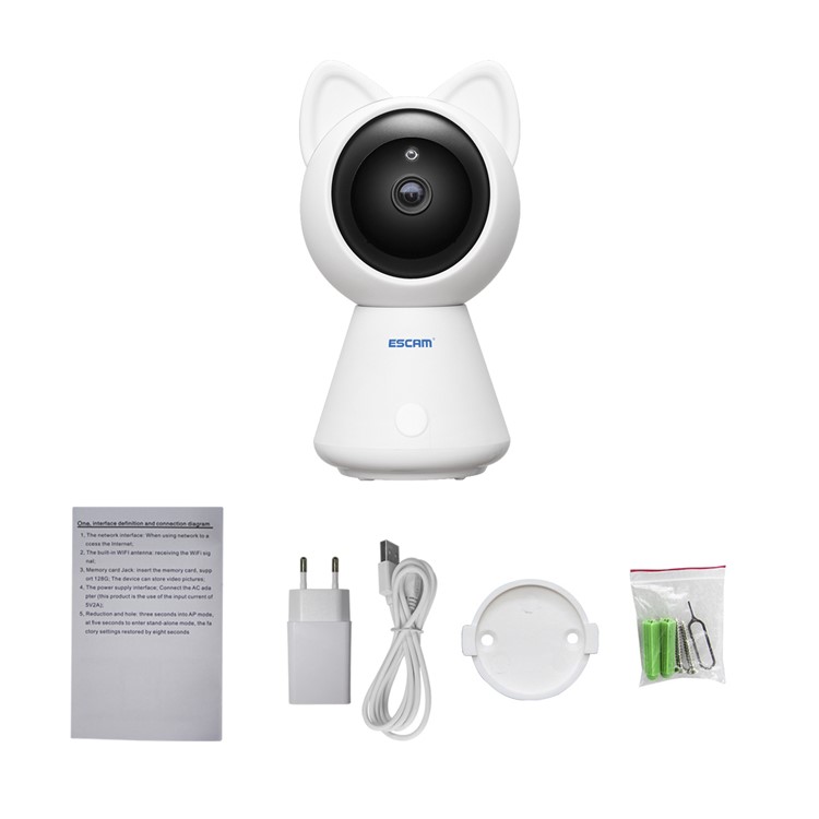 ESCAM QF509 Professional HD 1080P Pan/Tilt Audio Baby Monitor Mini Indoor WiFi IP IR Camera - EU Plug-10