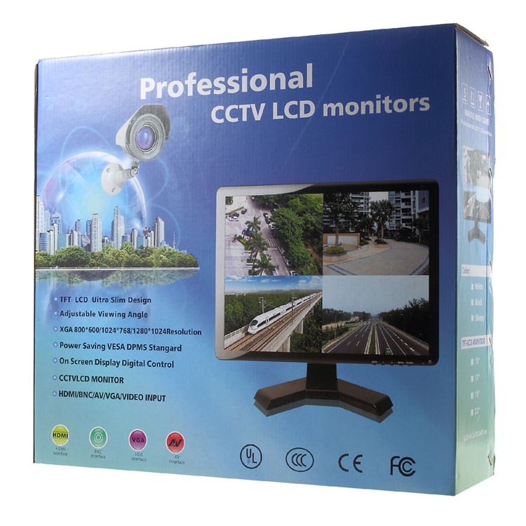 Caixa De Plástico De Monitor LCD TFT LCD De 15 Polegadas Com Entradas BNC, HDMI, VGA, AV (150h) - US Plug-13