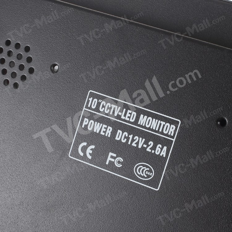 10-inch CCTV TFT LCD Monitor Metal Casing with BNC, HDMI, VGA Inputs (101MA) - EU Plug-4