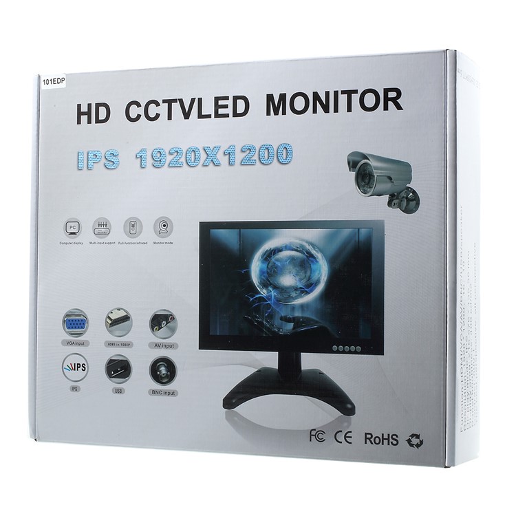 10.1-inch CCTV TFT LCD Monitor with HDMI, VGA, BNC, USB Inputs (101EDP2) - EU Plug-9