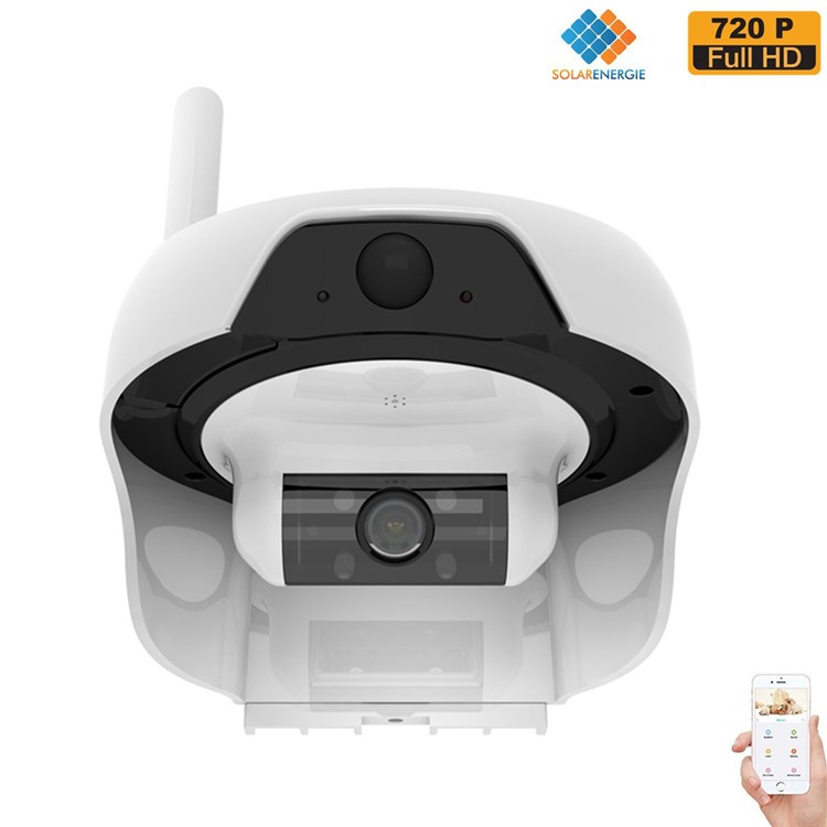 FREECAM Solar Powered Wireless WiFi Security Camera 720P IP55 Waterproof IP Network Web Cam - White-1