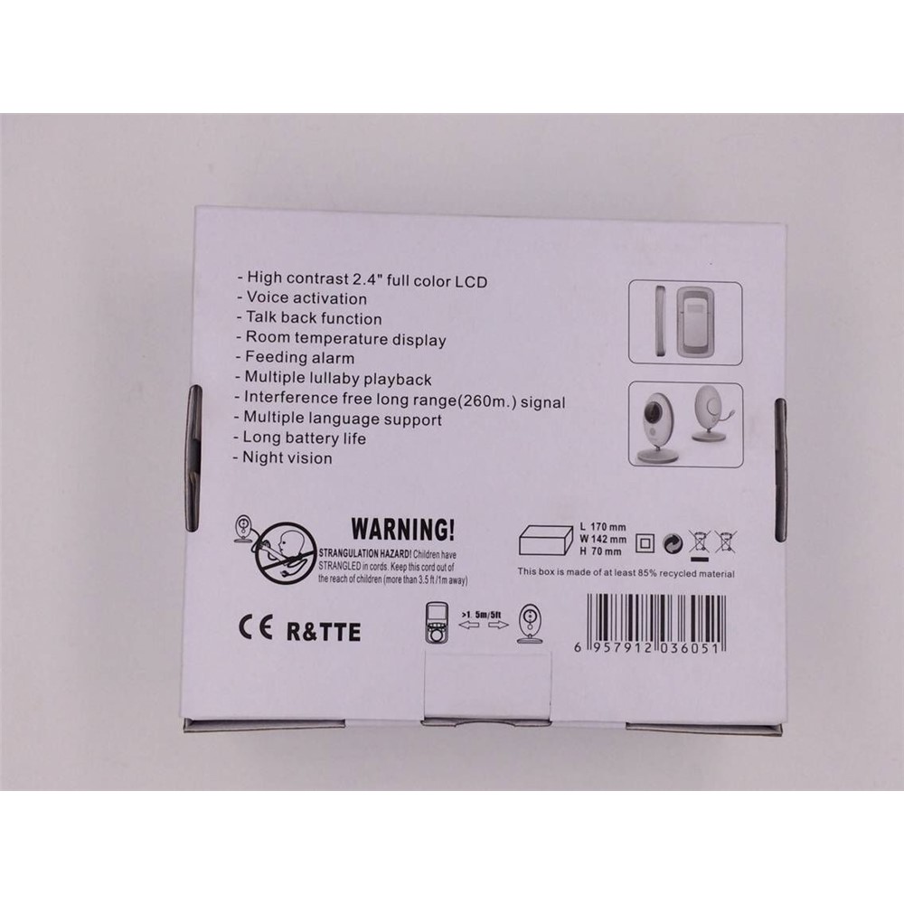 2.4-inch TFT LCD Video Baby Monitor Temperature Display with Night Vision and Two Way Voice Talk (VB605) - EU Plug-25