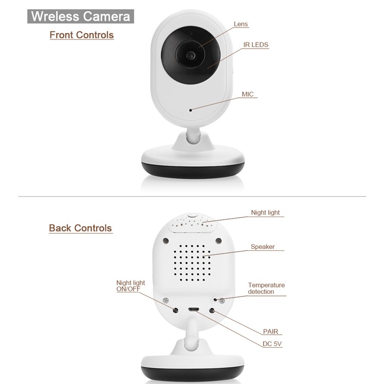 2.4-inch TFT LCD Wireless Digital Video Baby Monitor with Night Vision and Two Way Talk - EU Plug-5