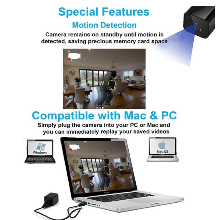 32G 1080P Mini Hidden Camera USB Wall Charger Adapter with Motion Detection and Loop Recording - EU Plug-6
