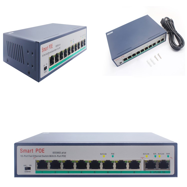 8-Port Ethernet Switch with 6 PoE Ports + 2 Uplink, 10/100Mbps - EU Plug-1