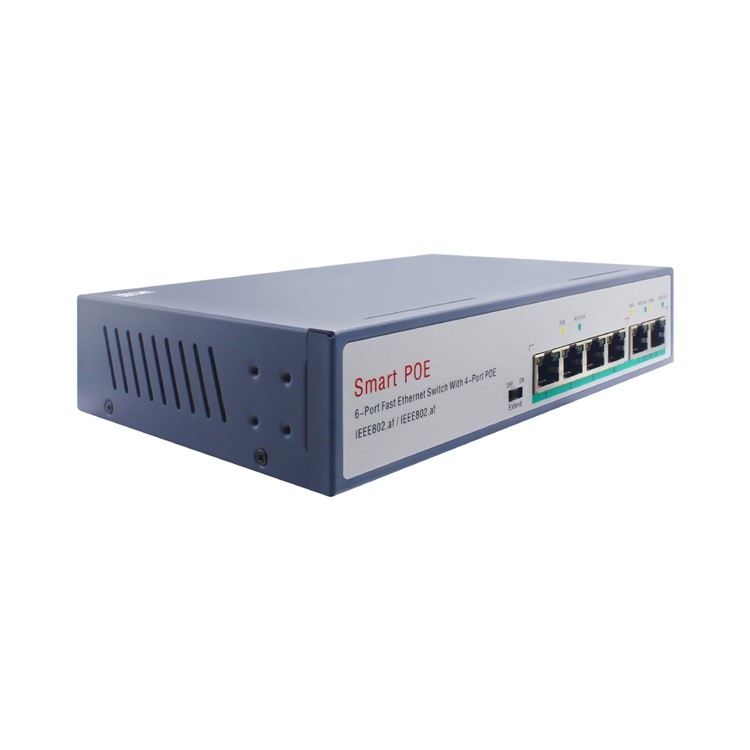 6-Port Ethernet Switch with 4 PoE Ports + 2 Uplink, 10/100Mbps - EU Plug-2