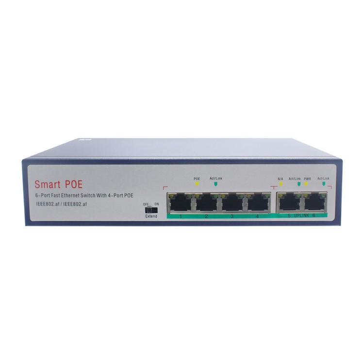 6-Port Ethernet Switch with 4 PoE Ports + 2 Uplink, 10/100Mbps - EU Plug-3