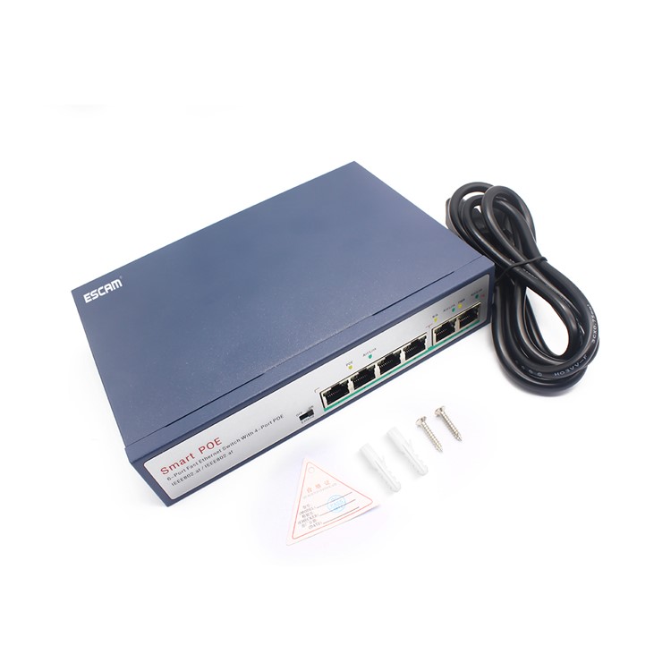 6-Port Ethernet Switch with 4 PoE Ports + 2 Uplink, 10/100Mbps - EU Plug-5