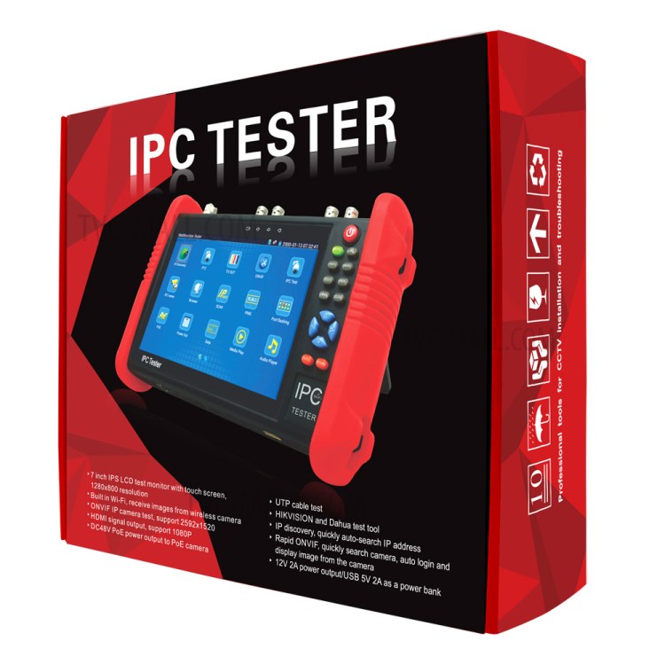 7.0-inch TFT LCD CCTV IPC + AHD + CVI + TVI + 2A Power Bank + Analog Camera Tester Support PTZ Control POE WiFi ONVIF (IPC-9800ADH) - EU Plug-5