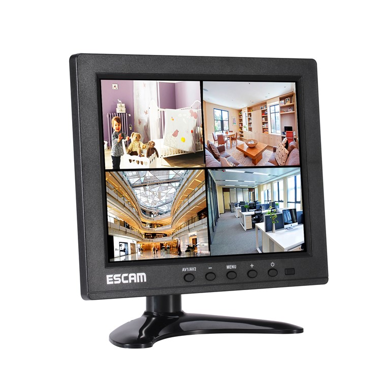 ESCAM T08 8.0-inch TFT LCD Monitor Security System with VGA, BNC, AV, USB, HDMI Inputs - UK Plug