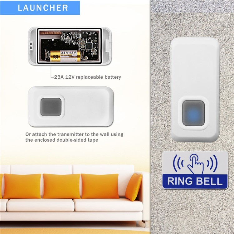 N18-W Wireless Doorbell System 2 x Transmitters + 1 x Receiver - White / EU Plug-5