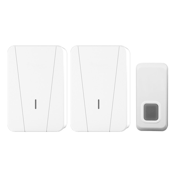 N18-W Wireless Doorbell System 1 x Transmitter + 2 x Receivers - White / EU Plug-1