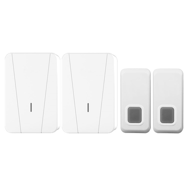 N18-W Wireless Doorbell System 2 x Transmitters + 2 x Receivers - White / EU Plug-1