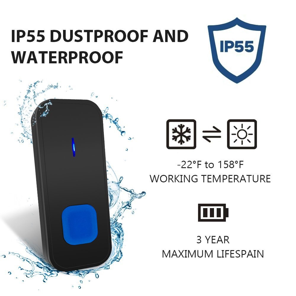 N15K-B 5 Level Volume 300 Meters Range Wireless Doorbell IP55 Waterproof Doorbell Set - EU Plug-2