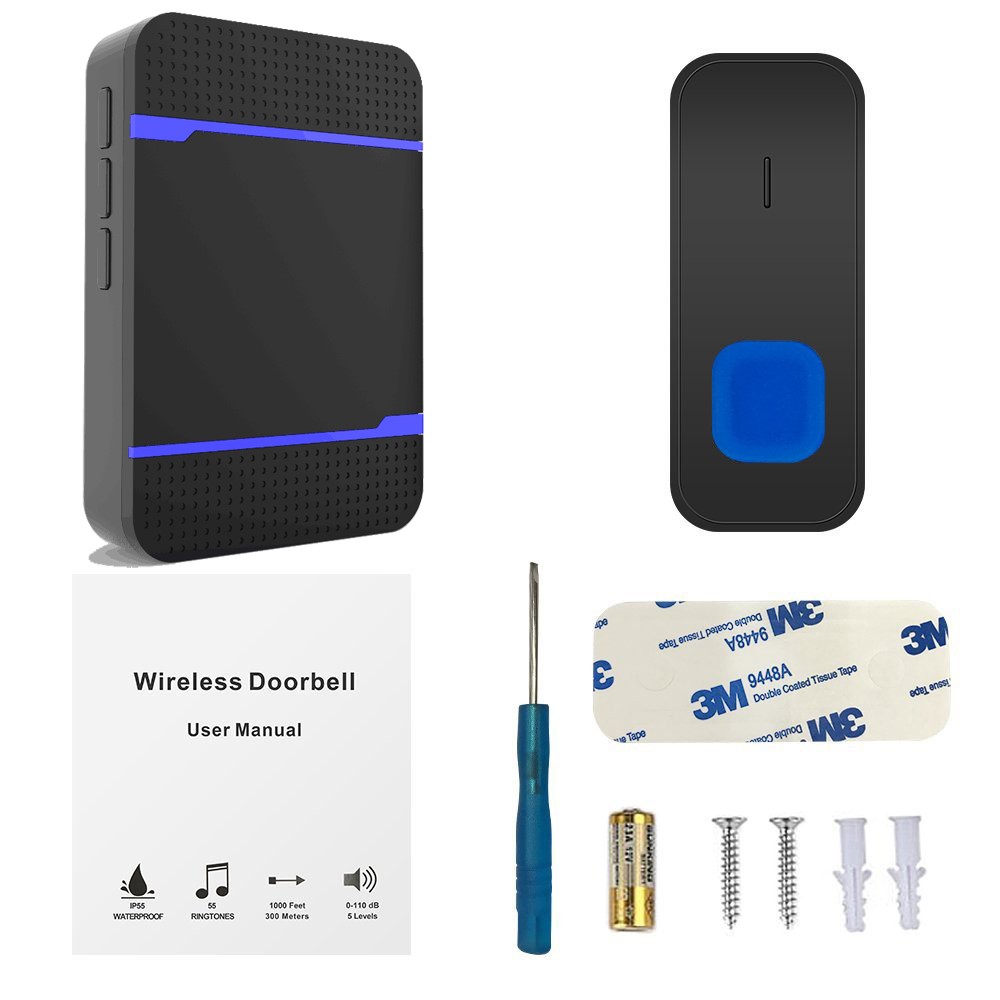 N15K-B 5 Level Volume 300 Meters Range Wireless Doorbell IP55 Waterproof Doorbell Set - EU Plug-3