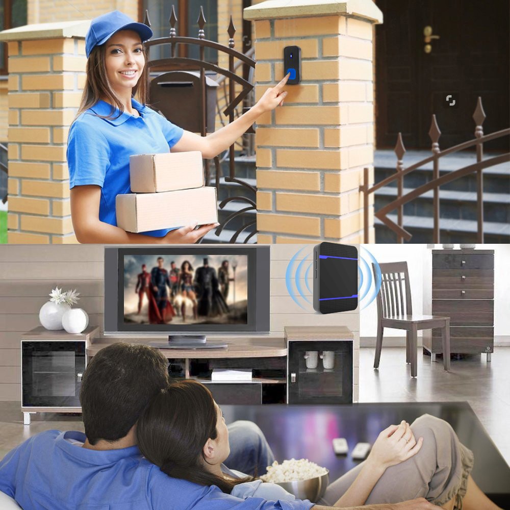 N15K-B 5 Level Volume 300 Meters Range Wireless Doorbell IP55 Waterproof Doorbell Set - EU Plug-5