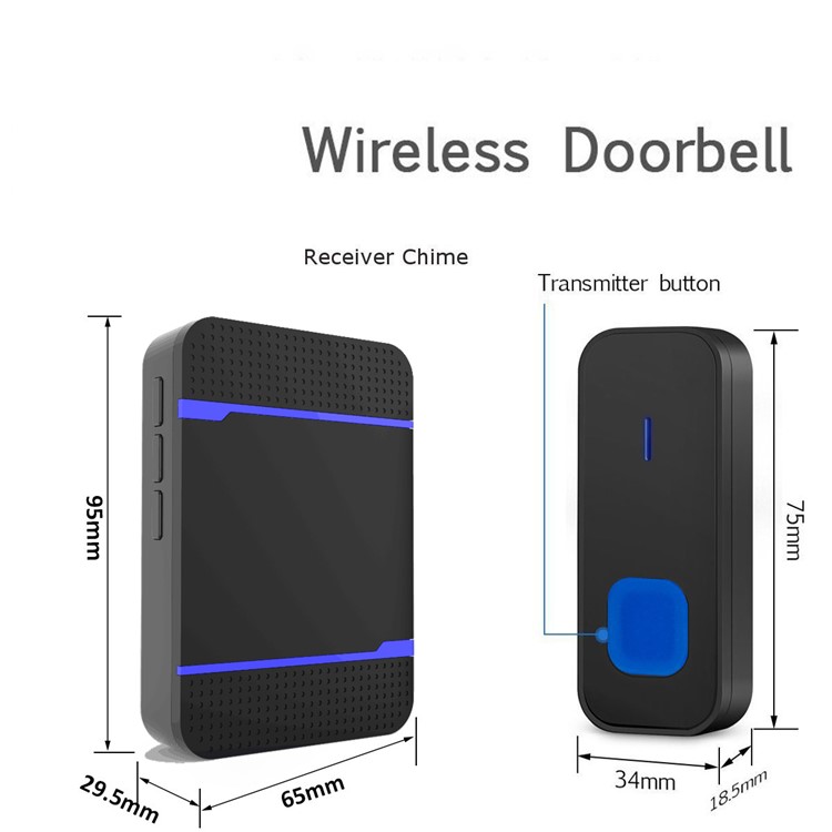 N15K-B 55 Chimes 5 Level Volume 300 Meters Range Wireless Waterproof Doorbell Set - UK Plug-7