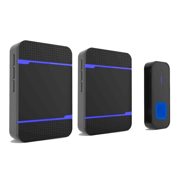 N15K-B Wireless IP55 Waterproof Doorbell System 1 x Transmitter + 2 x Receivers - Black / UK Plug-1