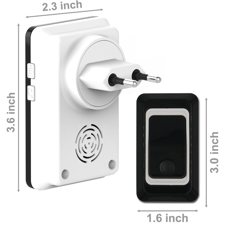 Wireless Doorbell Chime Kit, 1 Receiver and 1 Push Button with 28 Chimes - Black / EU Plug-4