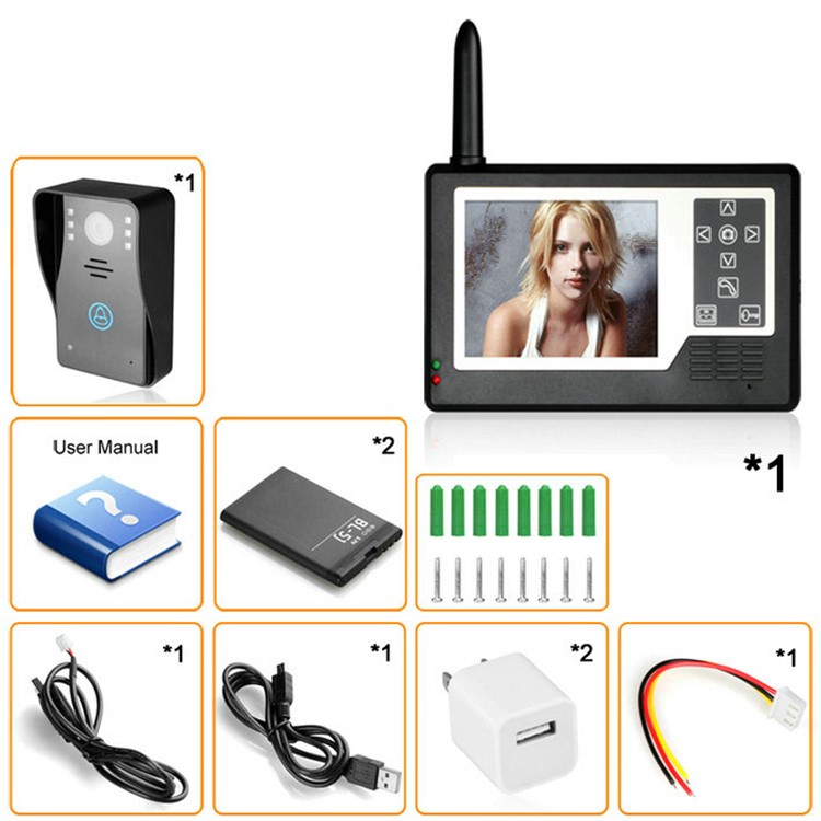 3.5'' TFT Color Display Wireless Video Intercom Doorbell Door Phone Intercom System 1 Camera 1 Monitor (SY3501A11) - EU Plug-13
