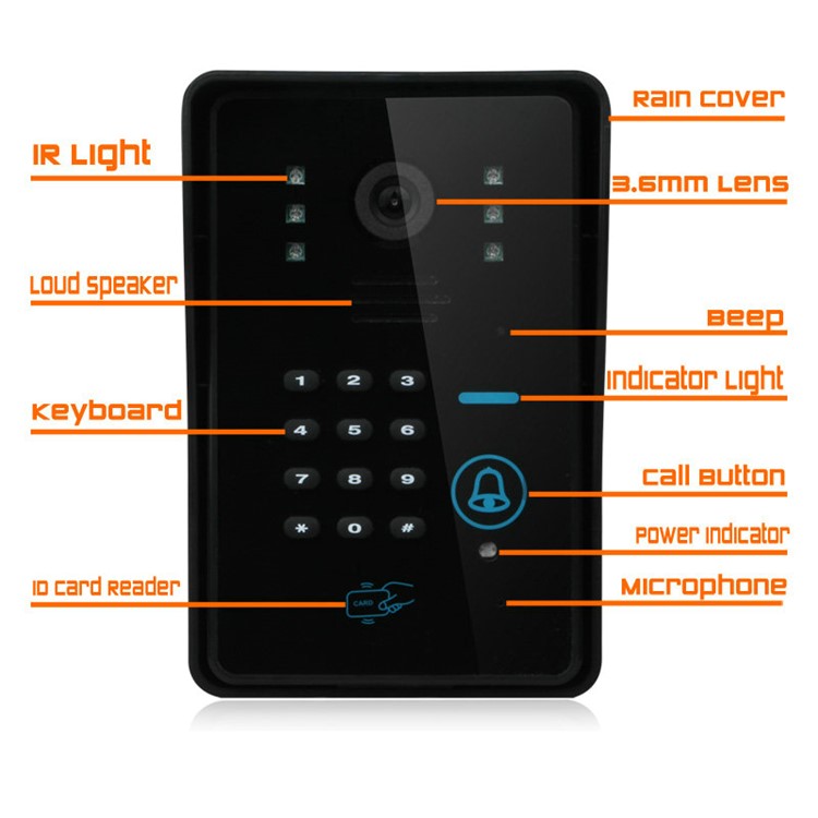 7.0-inch Wired Video Intercom Door Phone System Doorbell 1 Camera 1 Monitor Support Keypad Password RFID Card Remote Unlock (SY811WMJIDS11) - EU Plug-9