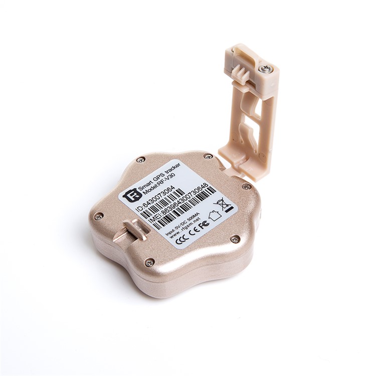 REACHFAR Mini WiFi Smart GPS GSM Tracker for Pet Dog Cat Waterproof IP66 (RF-V30) - Gold Color / M-4