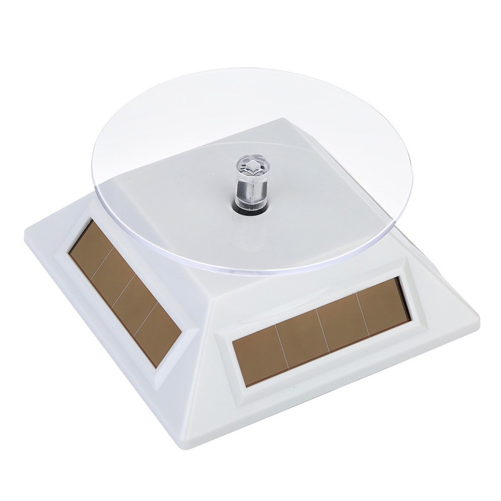 Solar & Battery Powered Display Stand 360-Degree Rotary Turn Table - White-1