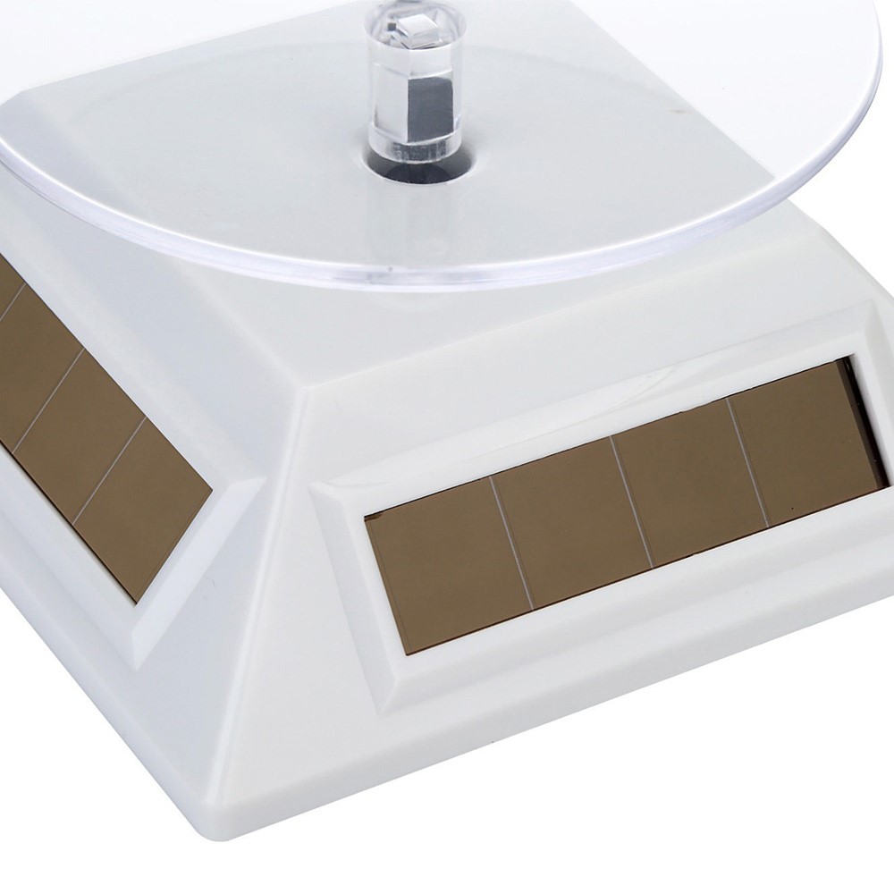 Solar & Battery Powered Display Stand 360-Degree Rotary Turn Table - White-4
