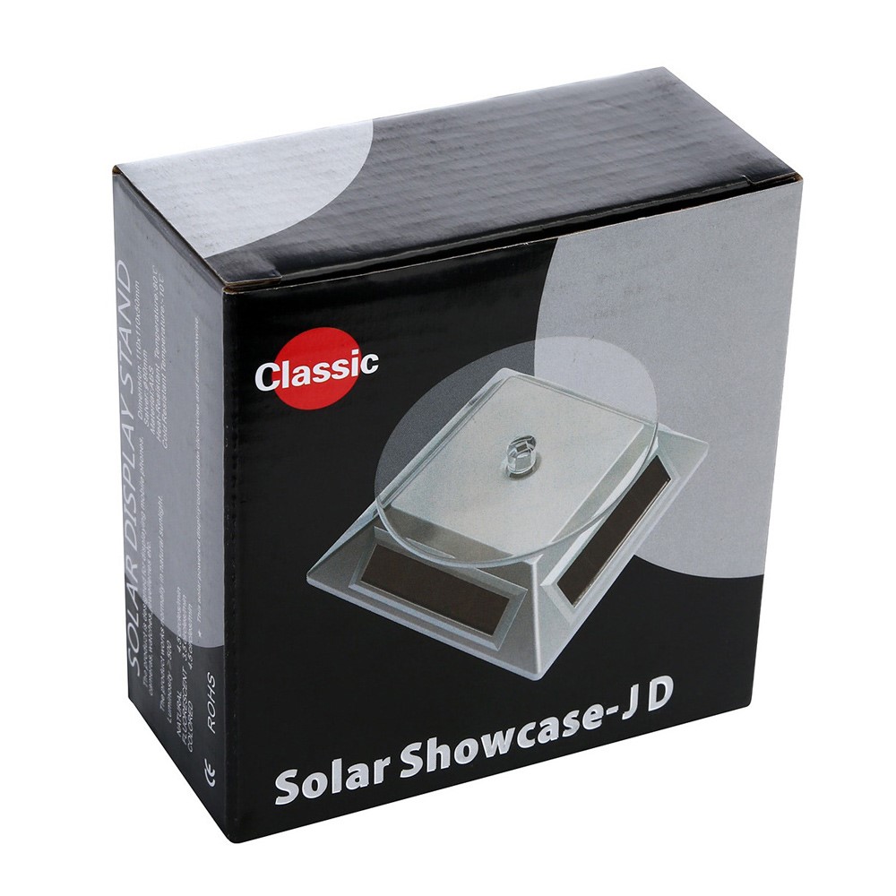 Solar & Battery Powered Display Stand 360-Degree Rotary Turn Table - White-7