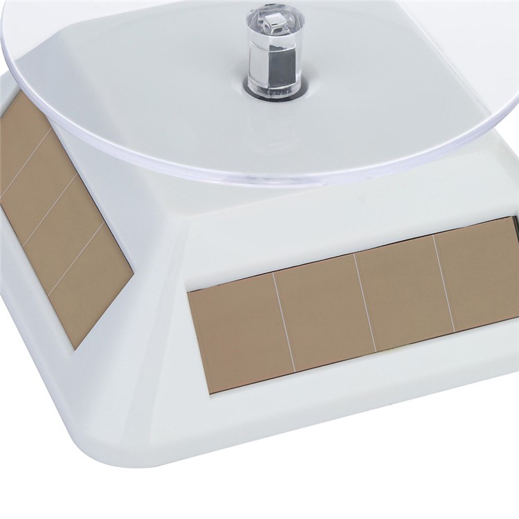 Solar Powered Rechargeable Rotating Display Stand for Jewelery Diamante Mobile Phone (ZTY-004) - White-3