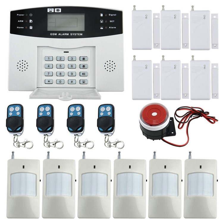 9100 Quad-Band GSM Home SMS Security Alarm System Set 6 Infrared Detector + 6 Magnetic Detectors - US Plug-1