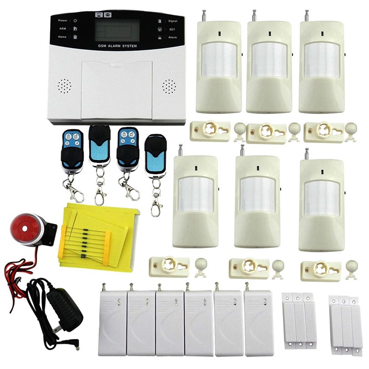 9100 Quad-Band GSM Home SMS Security Alarm System Set 6 Infrared Detector + 6 Magnetic Detectors - US Plug-9