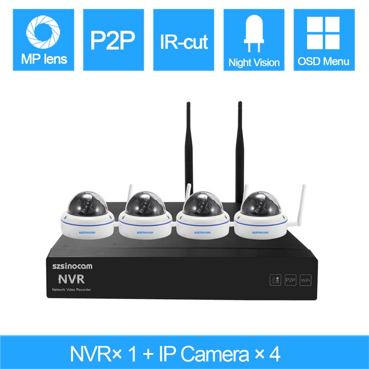 SZSINOCAM 4CH 720P 2.4G Completo WiFi NVR Kits con 15M IR Distancia Apoyo P2P APP (SN-NVK-4006W10)-UE Plug-2
