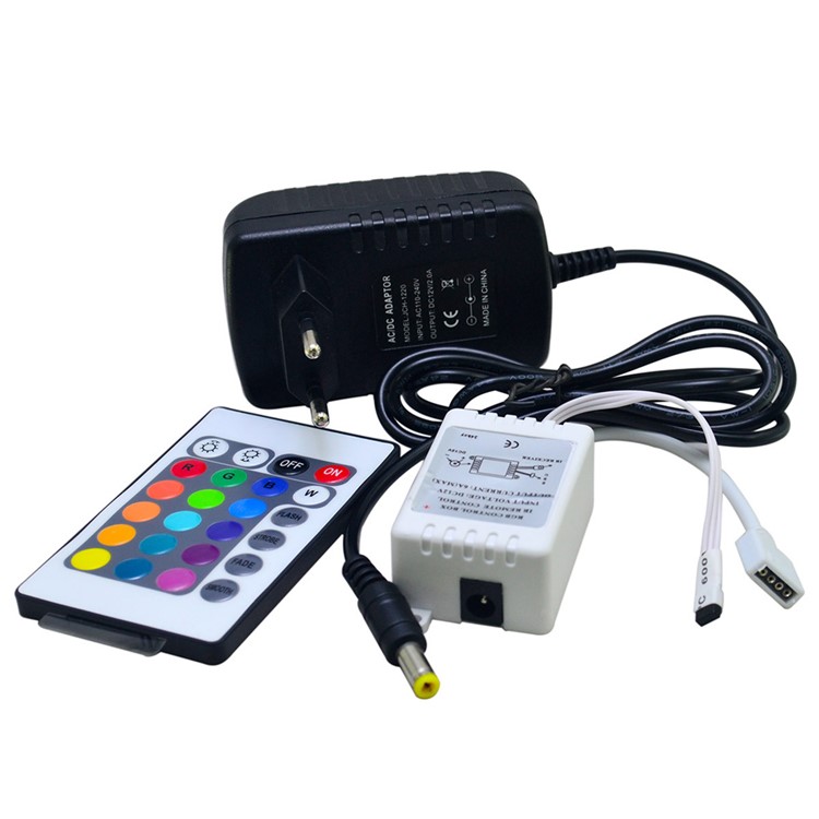 JIAWEN Waterproof 5M 300 x 3528 SMD RGB LED Flexible Strip Light with 24 Key Remote Controller and 2A Power Supply Adapter - EU Plug-5