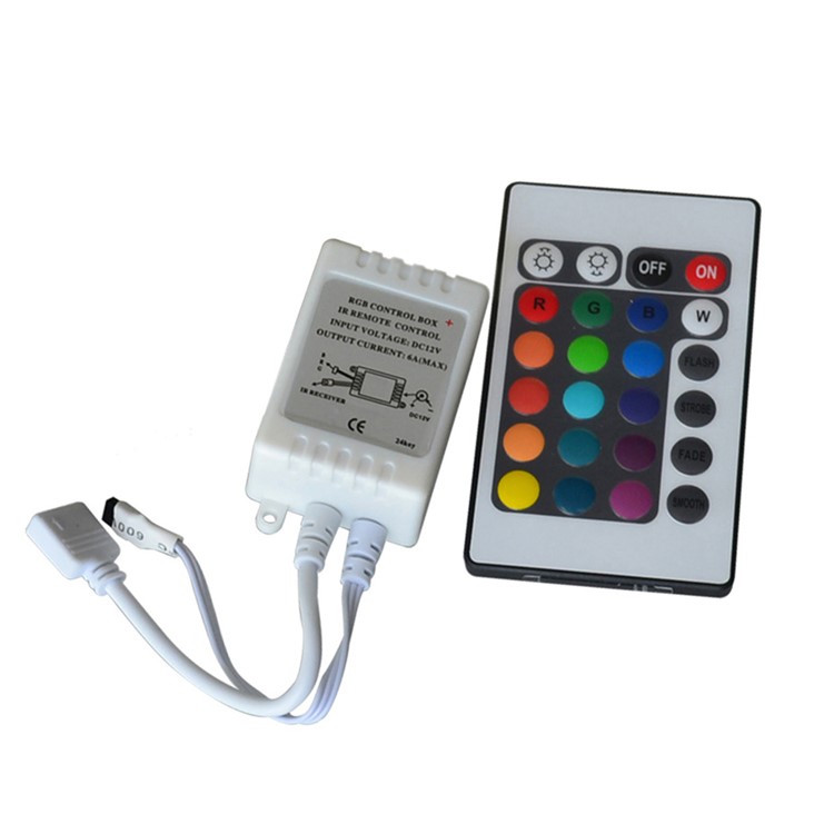 JIAWEN 5M 300 x 5050 SMD RGB LED tira flexível com controlador remoto de 24 teclas-4