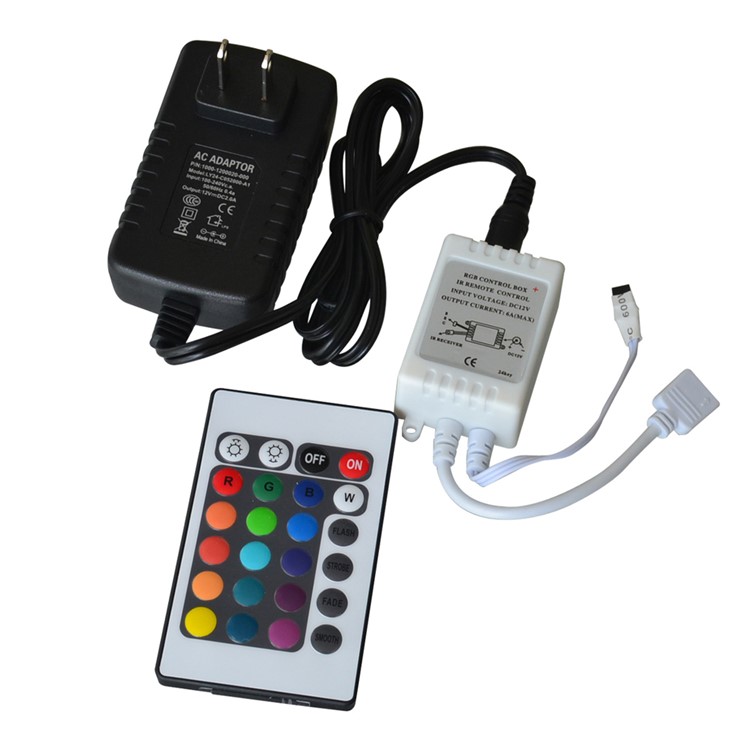 JIAWEN 5M 60W 300x5050 SMD RGB LED-Lichtleiste Mit 24-Tasten-Fernbedienung Und 2A Netzteil - EU-Stecker-4