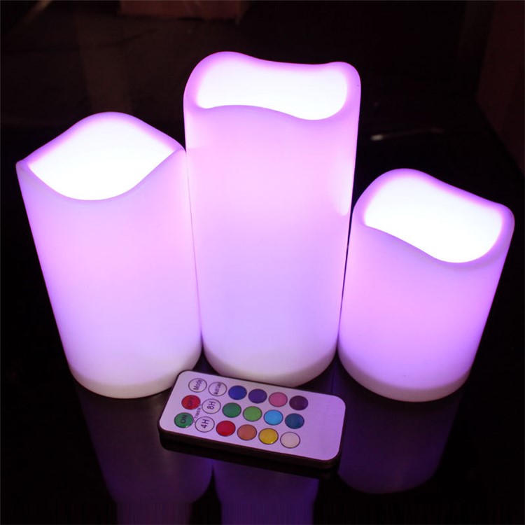 LED Wave Colorful Electronic Large Candle Lamp Set with Remote Control-10