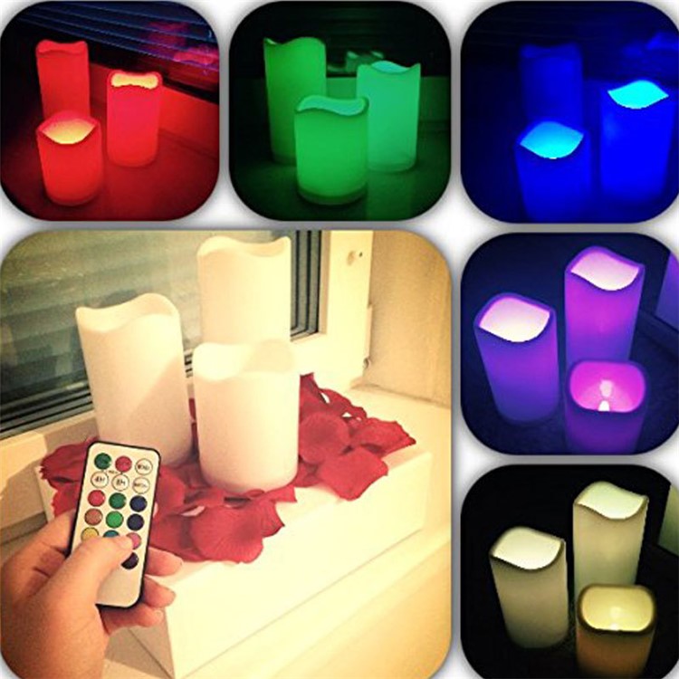 LED Wave Colorful Electronic Large Candle Lamp Set with Remote Control-12