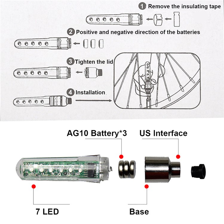 YOUOKLIGHT YK1510 2PCS/Set Bicycle Valve Tire 7-LED Waterproof Bicycle Light-8