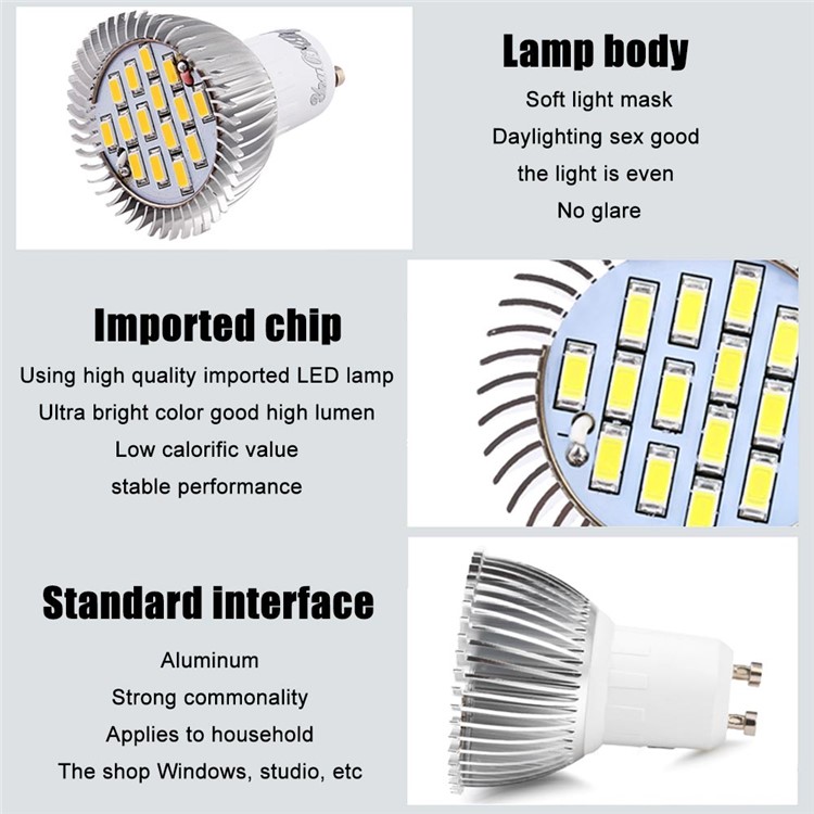 6PCS YK1629 Cool White GU10 7.5W LED Spotlight Bulb 720lm 15-SMD - Cool White-5