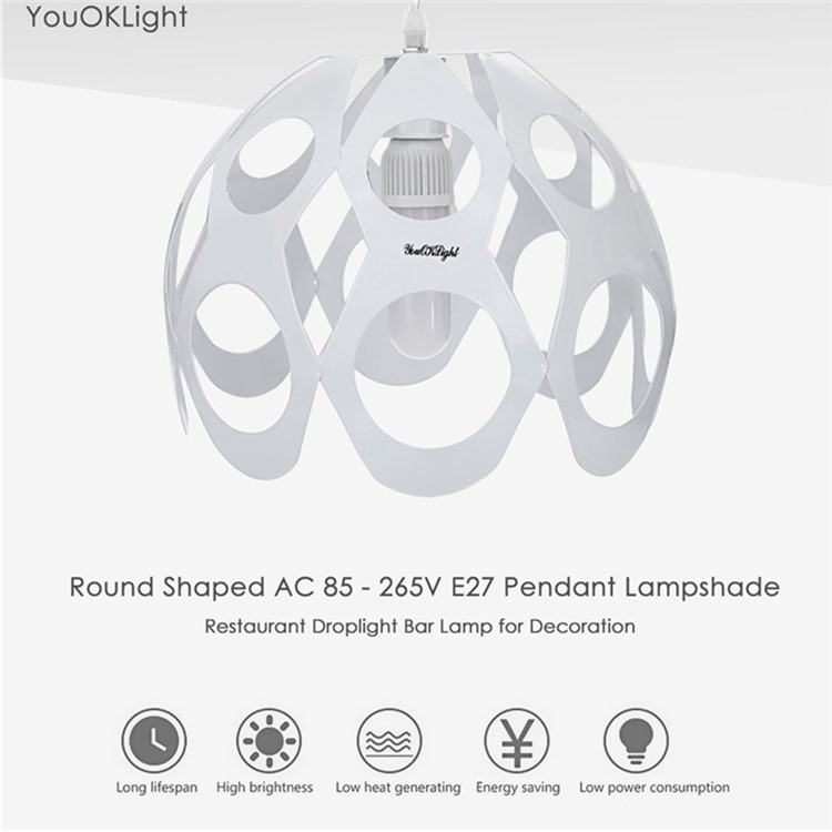 YouOKLight YK2407 E27 White Round Shaped Chandeliers Lampshade Iron Lamp Shade (No light source) - White-5