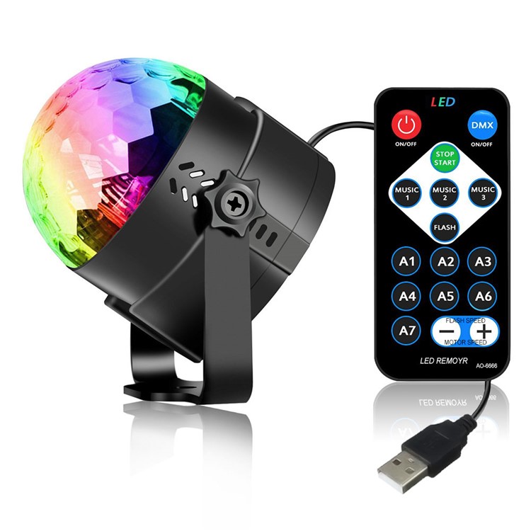 YOUKLIGHT YK2279 Tragbare Fernbedienung 3-LED USB-Sound Aktive LED Rotierenden Magische Kugel Licht Mit Ständer-1