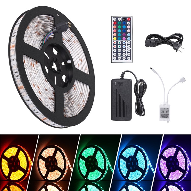 16.4ft Waterproof SMD 5050 300 LEDs Flexible LED Light Strip - 24 Keys Remote Controller / EU Plug-1