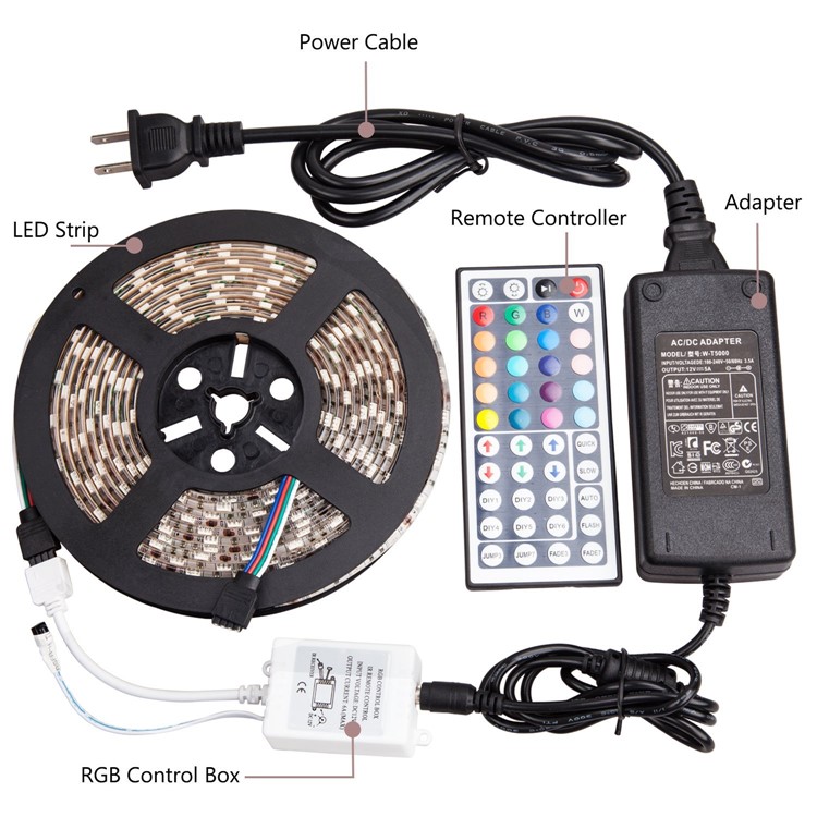 16.4ft Waterproof SMD 5050 300 LEDs Flexible LED Light Strip - 24 Keys Remote Controller / EU Plug-6