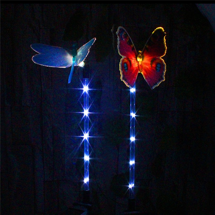 2Pcs LED Color-changing Solar Light Butterfly Garden Light with White LED Light Stake - Red and Yellow-5